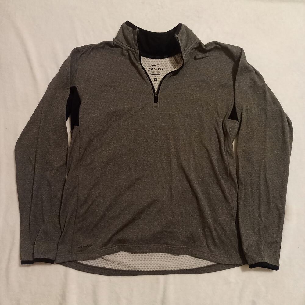 Nike Dri-Fit Men's  Sphere Pullover 1/4 Zip Shirt Sweater Gray‎ Long Sleeve L
